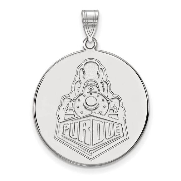 14k White Gold Purdue XL Logo Disc Pendant